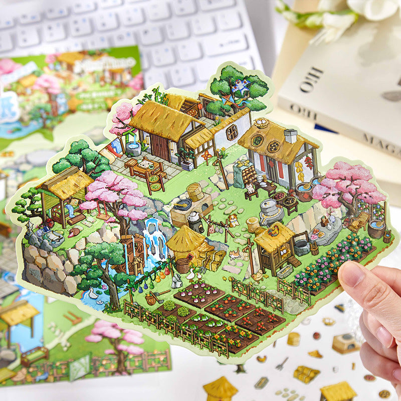 3D Garden Farm Scene DIY Stickers Kit with Tweezer THYJ