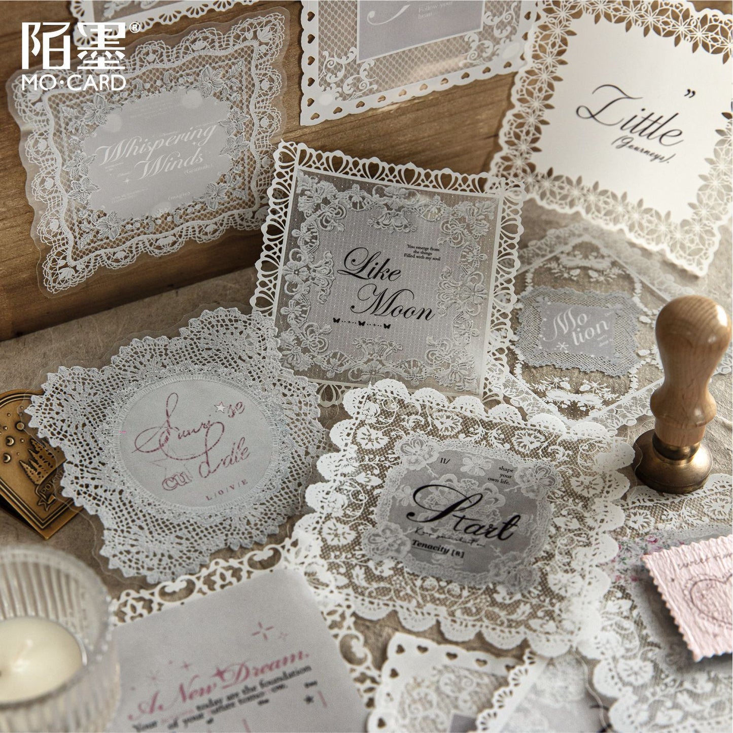 10 Pcs Lace Edged Journal Stickers LSHX