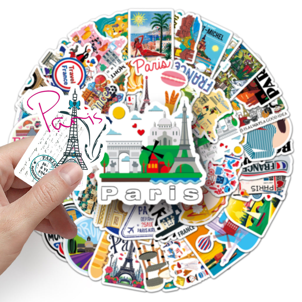 50Pcs France Travel Vinyl Stickers TRV06