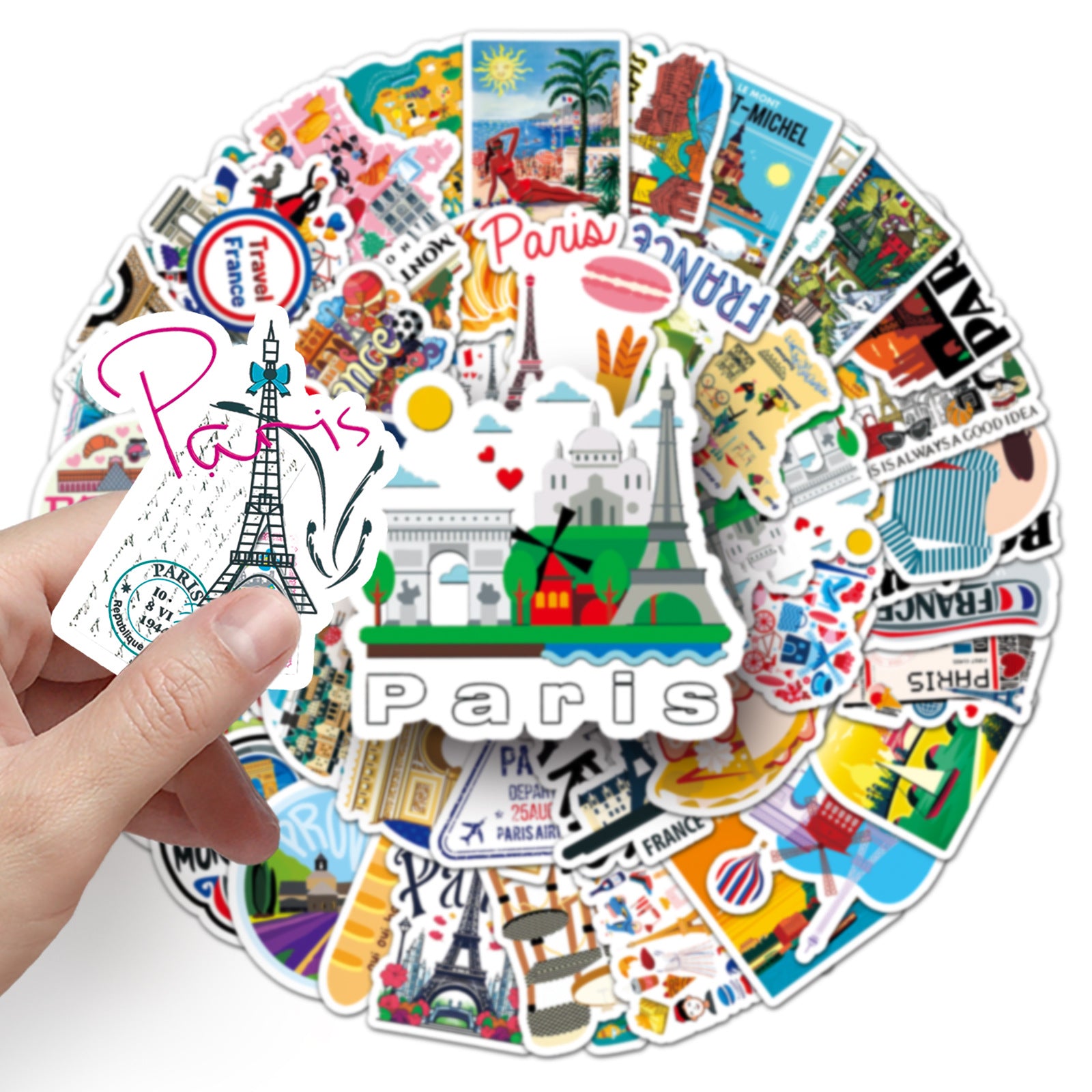 50Pcs France Travel Vinyl Stickers TRV06