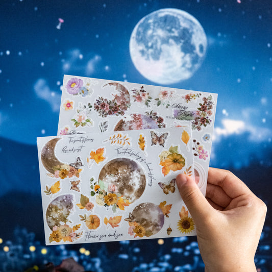 2 Sheets Moon and Flower Transfer Stickers YSZM