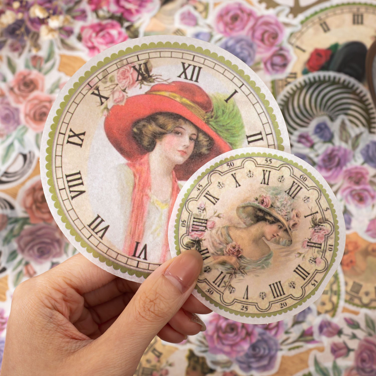 40 Pcs Punk Clock Face Washi Stickers BSZL