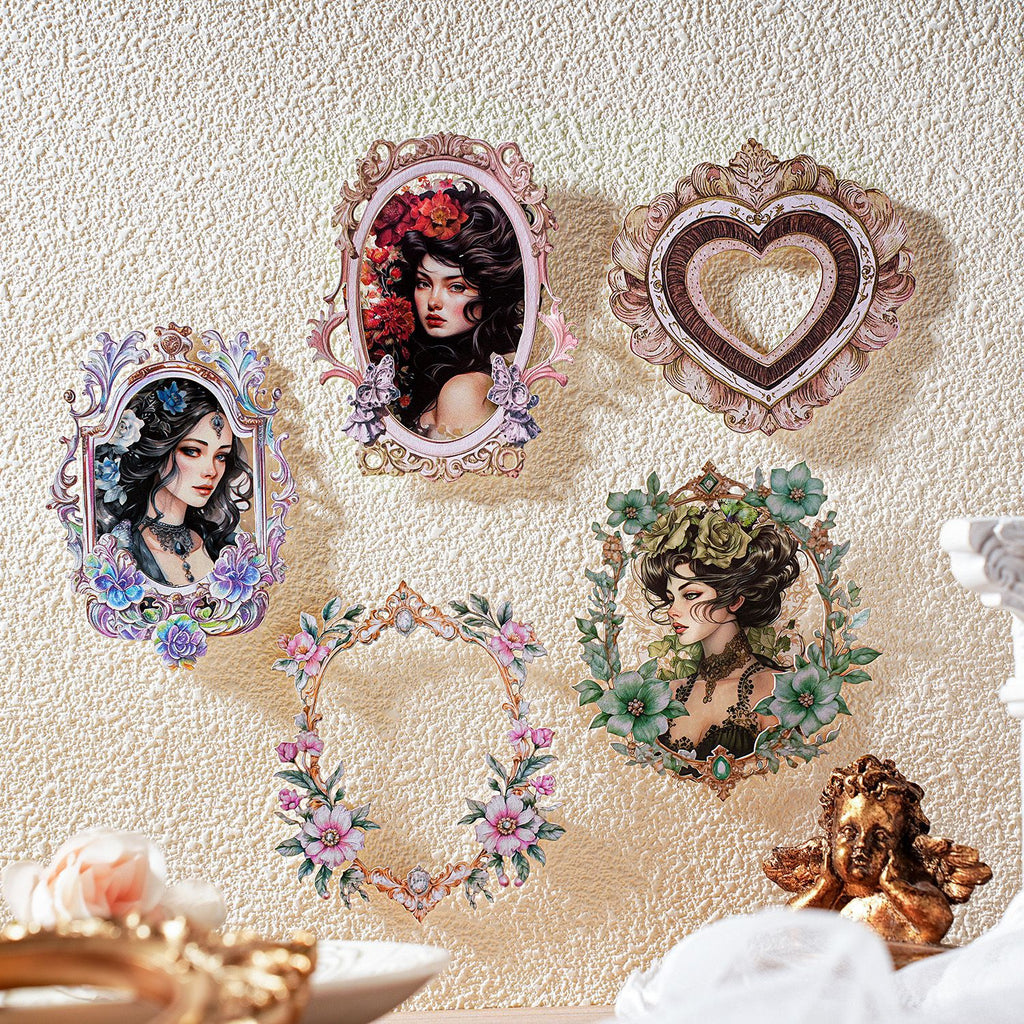 15 Pcs Vintage Floral Frame Stickers LKKJK
