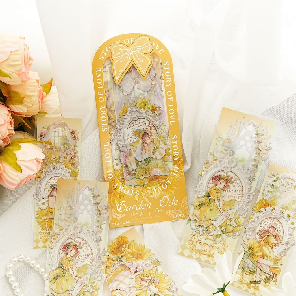 10 Pcs Floral Girl PET Stickers HYSG
