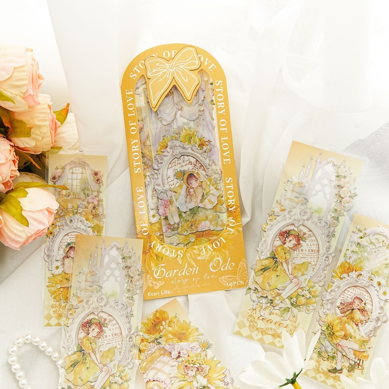 10 Pcs Floral Girl PET Stickers HYSG