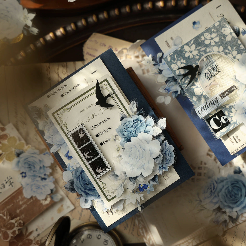 Floral Decorative Tape Rolls- Moonlit Rose Indigo