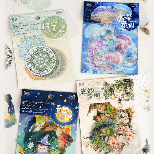 15 Pcs Fantasy PET Stickers GDFX