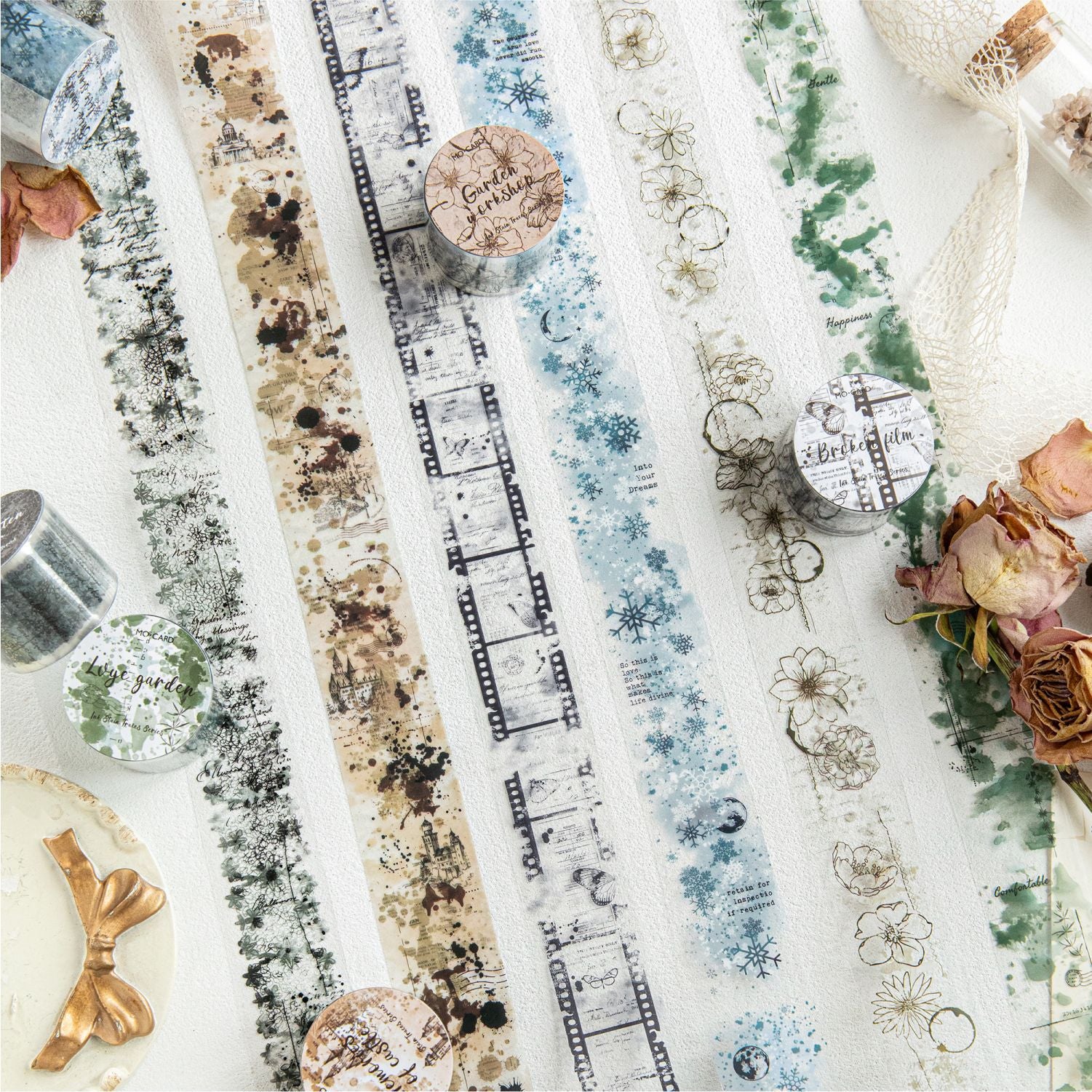 1 Roll Vintage Watercolor PET Tape ZJMH