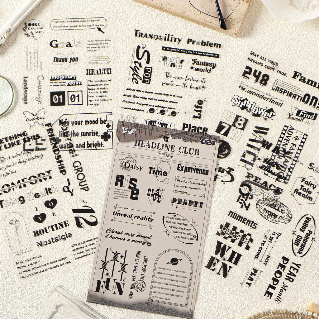 6 Sheets Quote Words PET Stickers JWLX