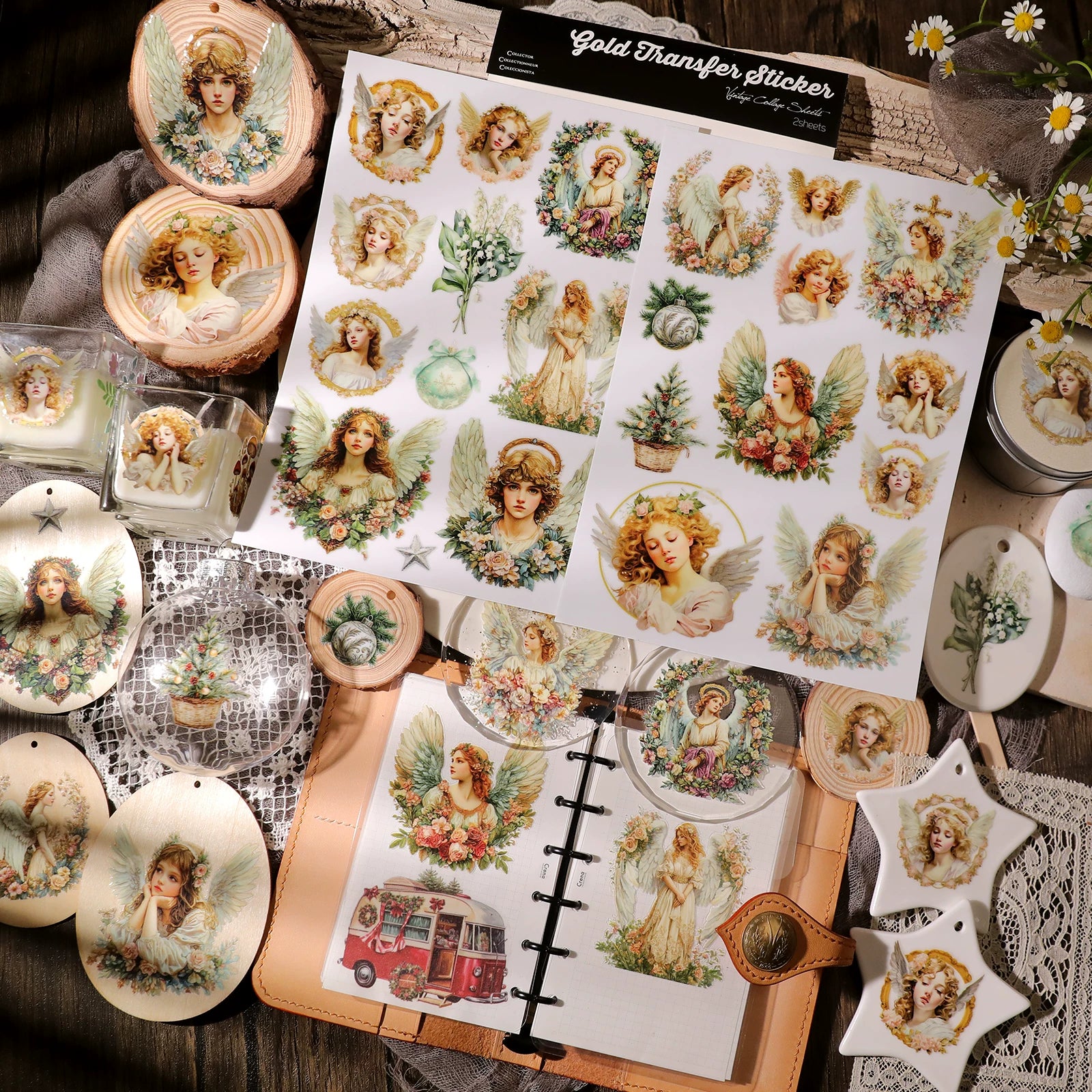 2 Sheets Waterproof Rub on Stickers - Angel