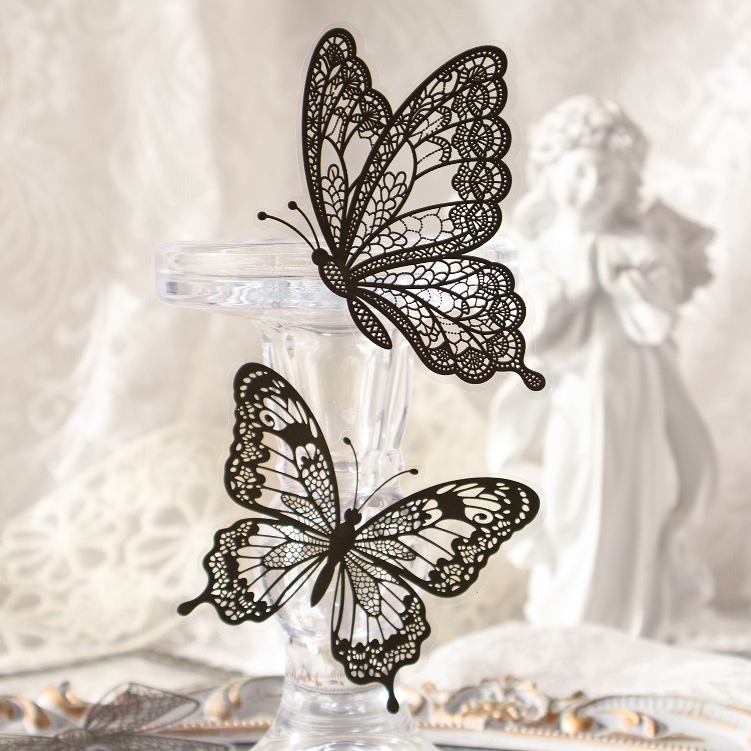 20 Pcs Lace Frame Corner PET Stickers LSQM