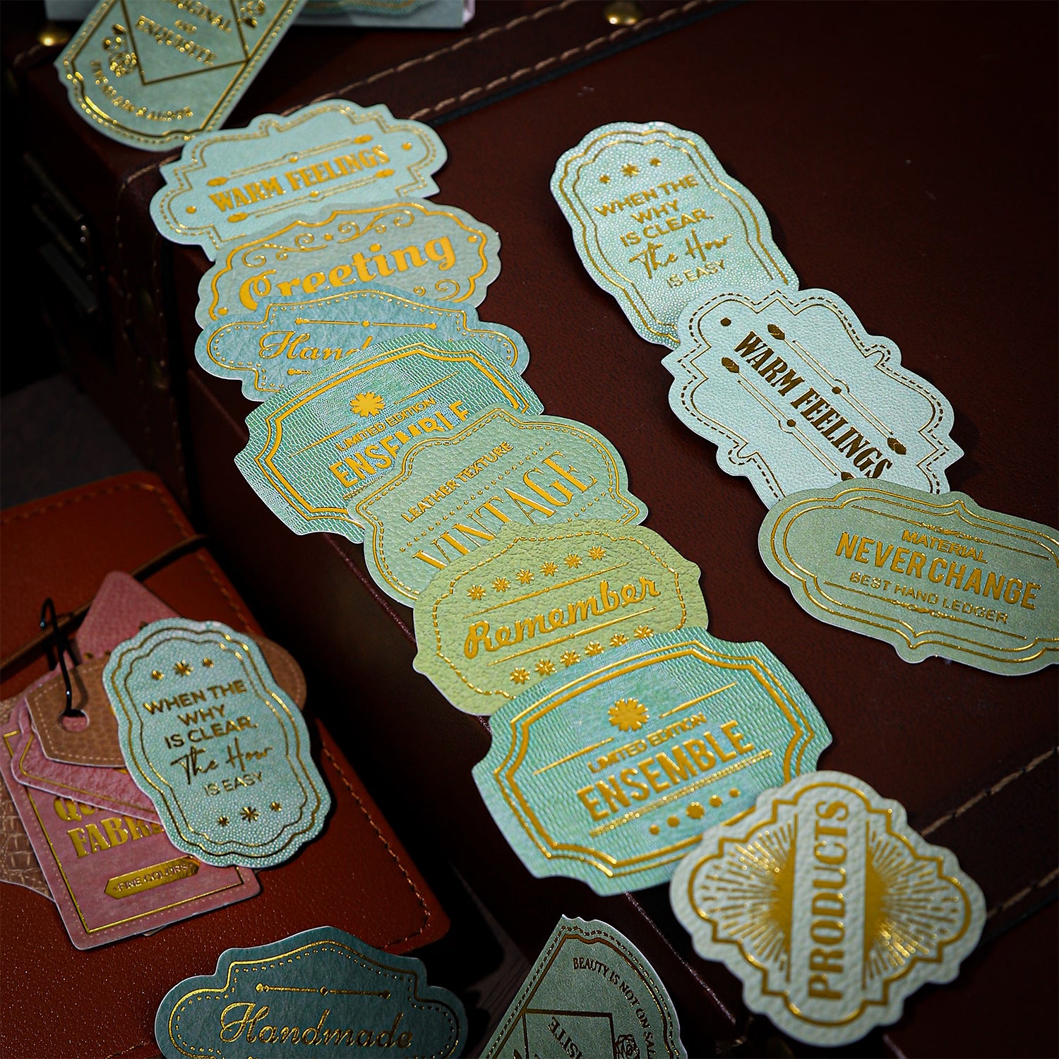 20 Pcs Vintage Leather Theme Label Stickers FPBQ