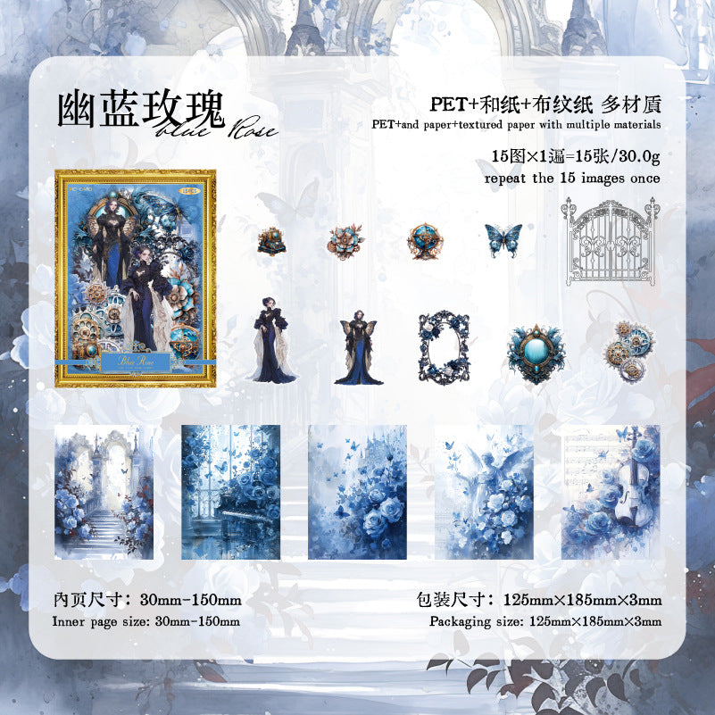 15 Pcs Paper and PET Stickers Mix Material MLMG