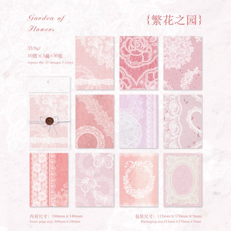 30 Sheets Lace Theme Scrapbook Paper LSXJ