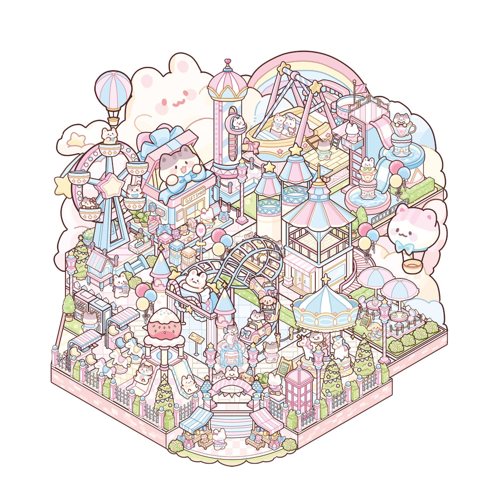 3D City Market Scene Sticker Kit MWXC