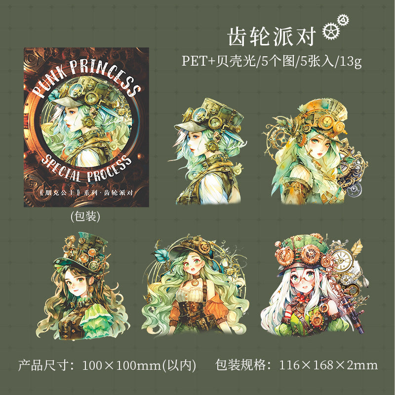 5 Pcs Punk Princess PET Stickers PKGZ