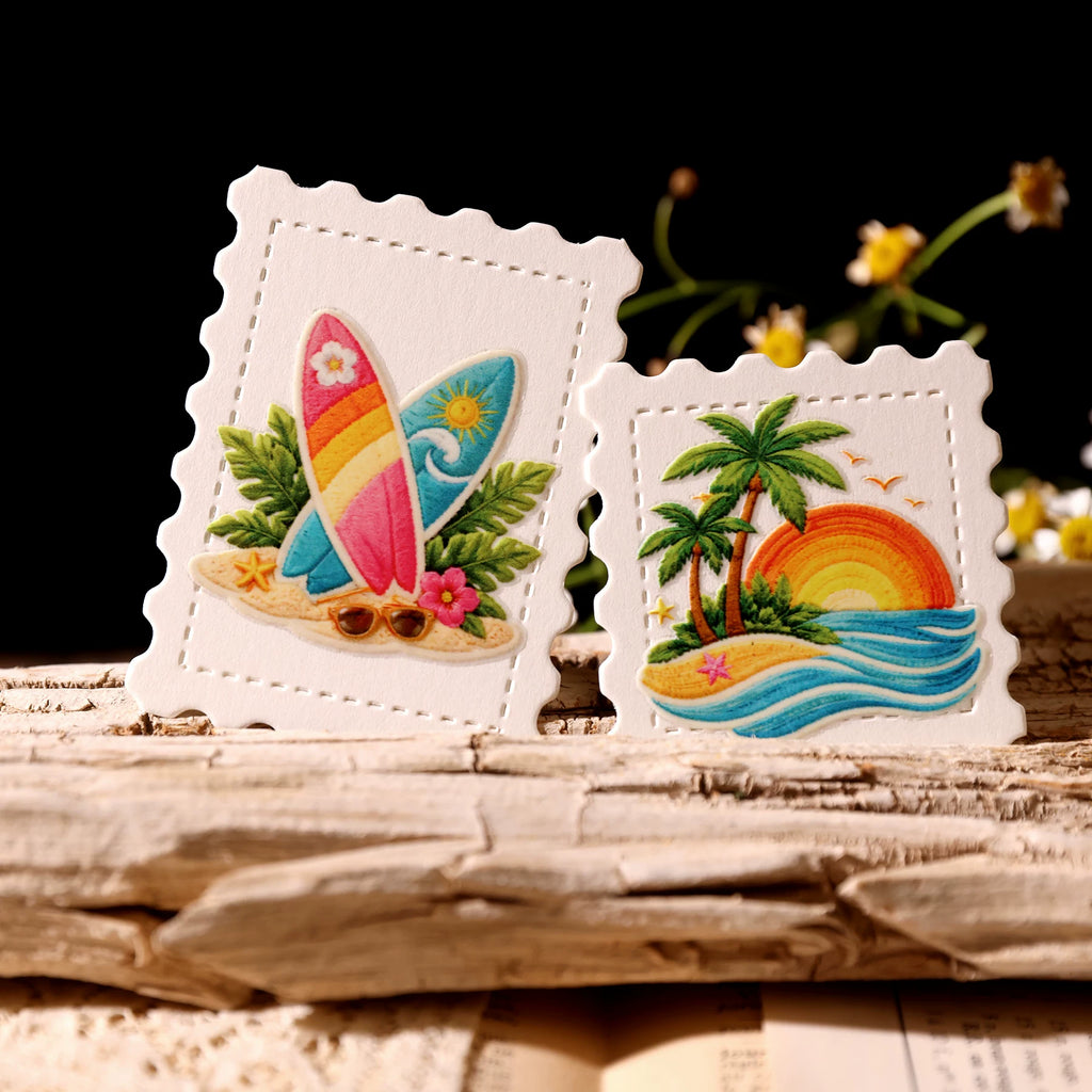 2 Sheets Waterproof Rub on Stickers - Summer Beach