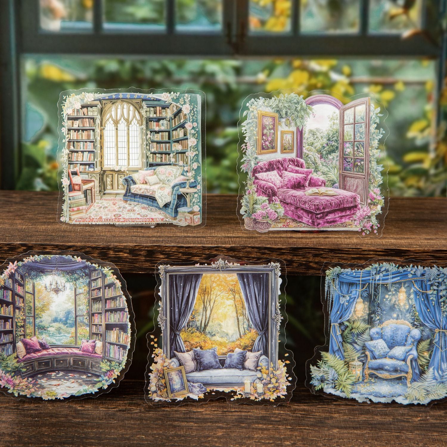 10 Pcs Reading Room Corner PET Stickers CBDSJ