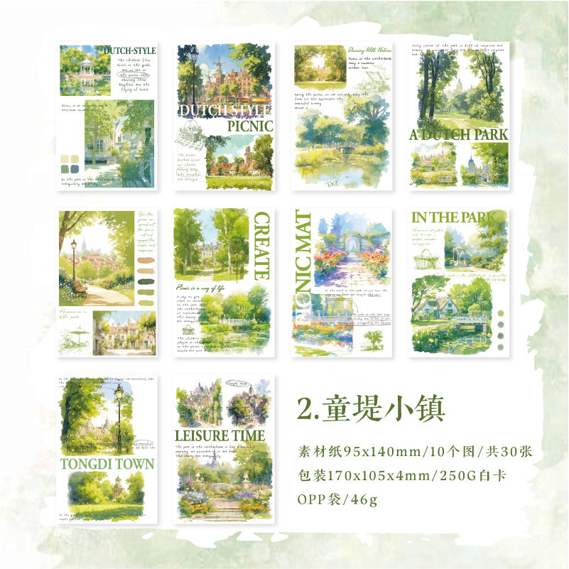 30 Sheets Watercolor Landscape Scrapbook Paper LTRS