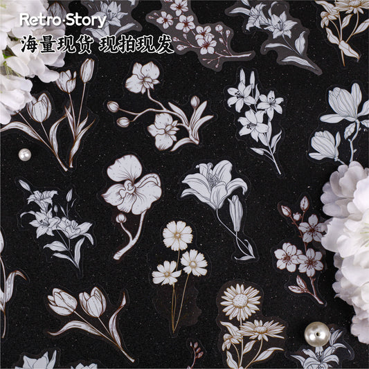 16 Pcs Vintage Flower PET Stickers HRXL