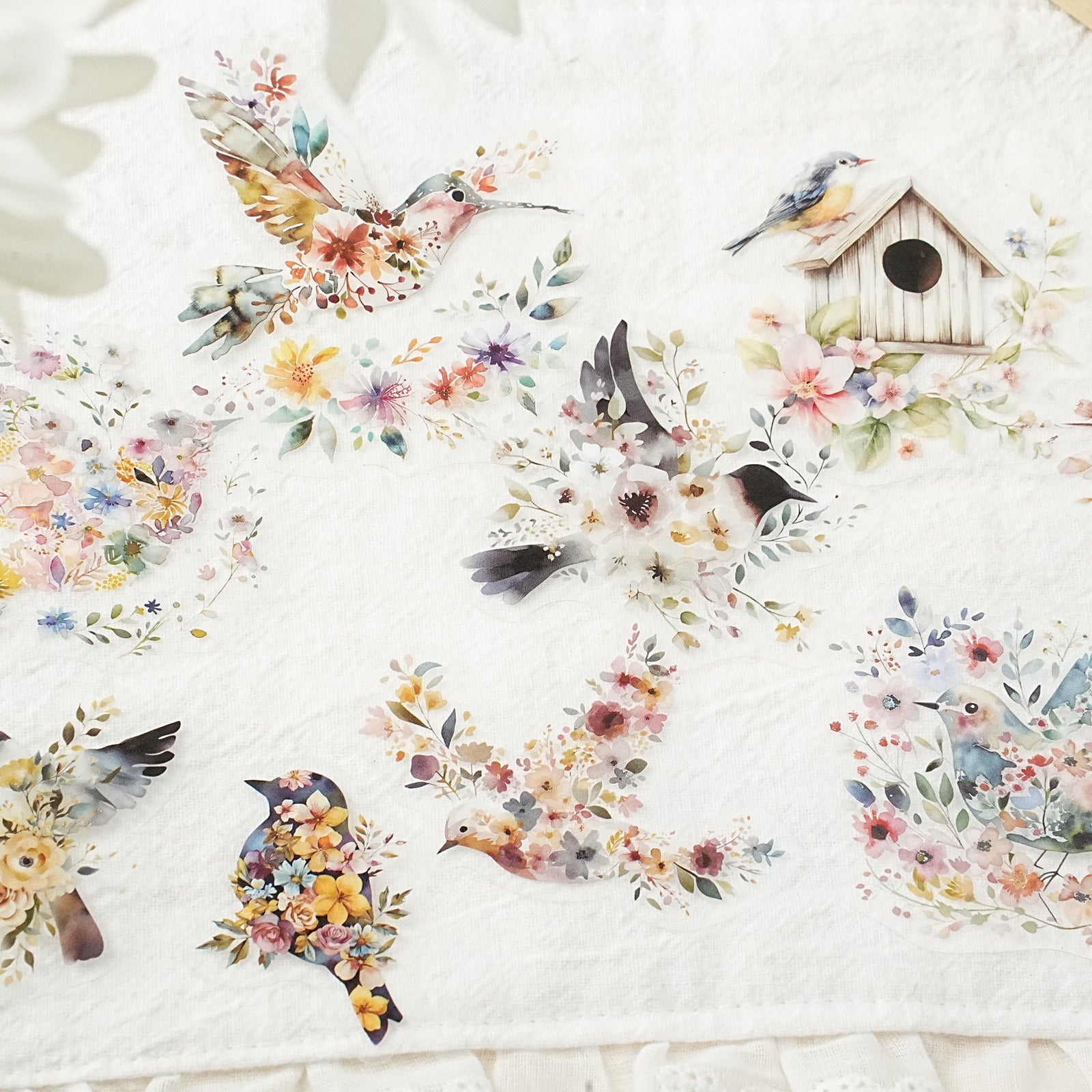 15 Pcs Floral Animal PET Stickers SJFH