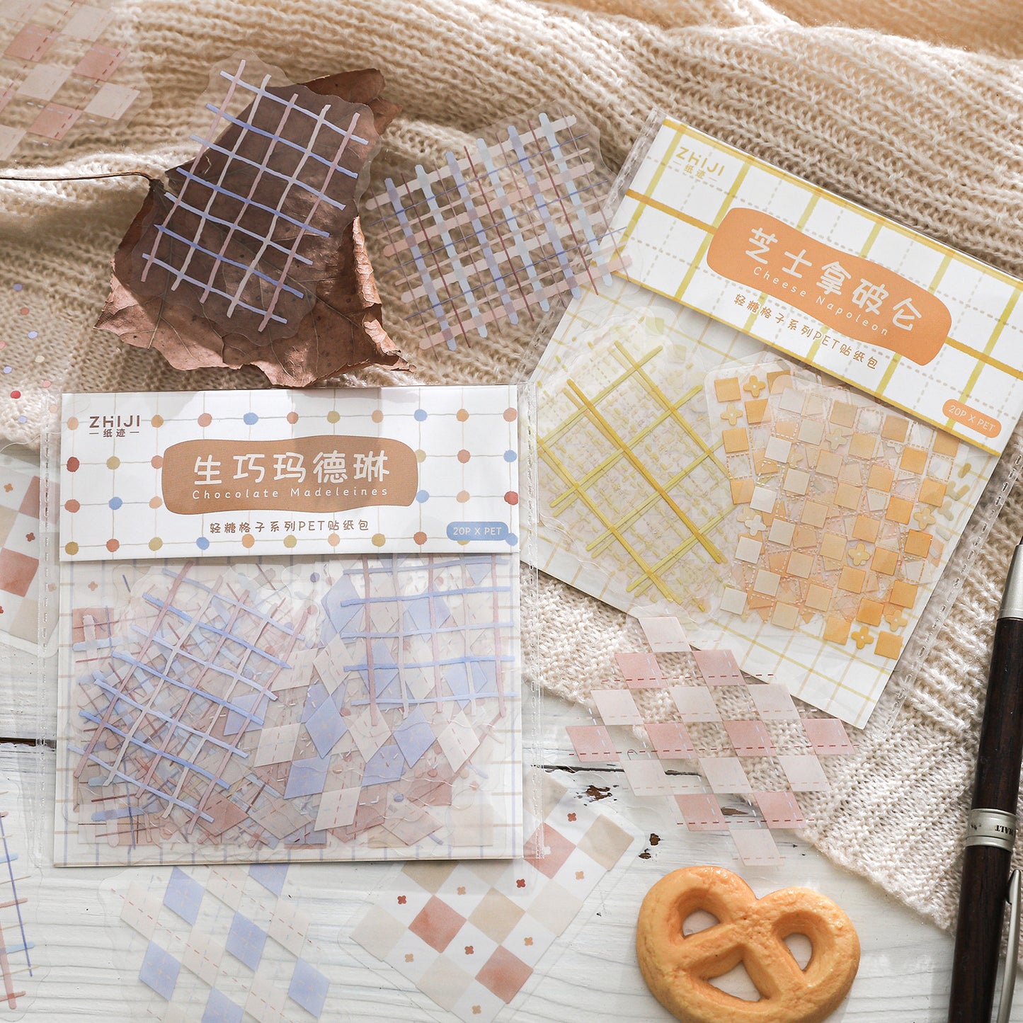 20 Pcs Grid Themed PET Stickers QTGZ