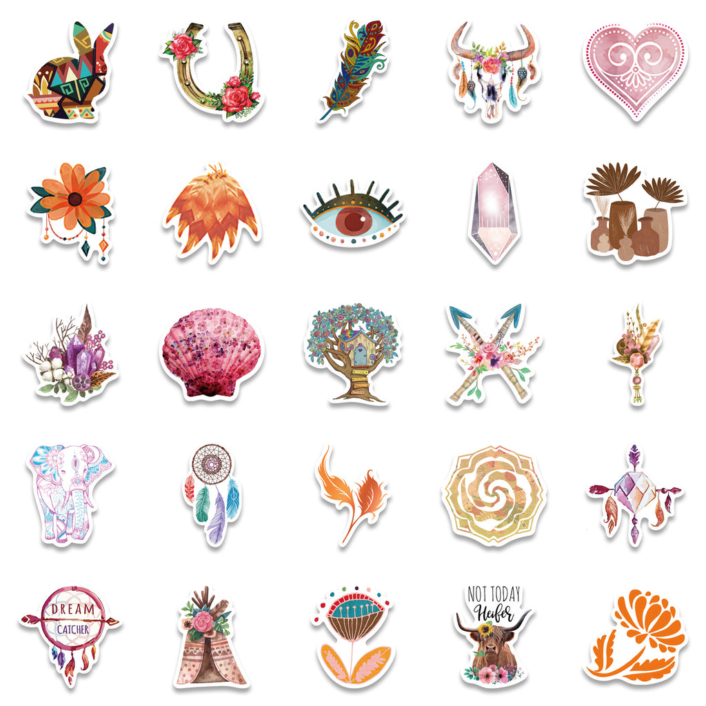 50PCS Boho Waterproof Vinyl Stickers BHO05