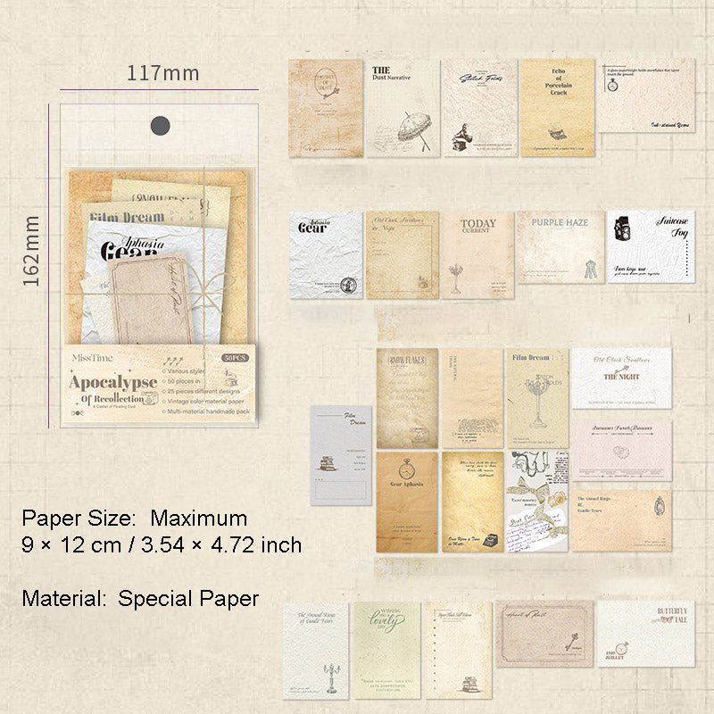 50 Pcs Vintage Scrapbook Paper HYQSL