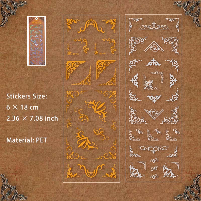 2 Sheets Glitter Corner PET Stickers ODMJ