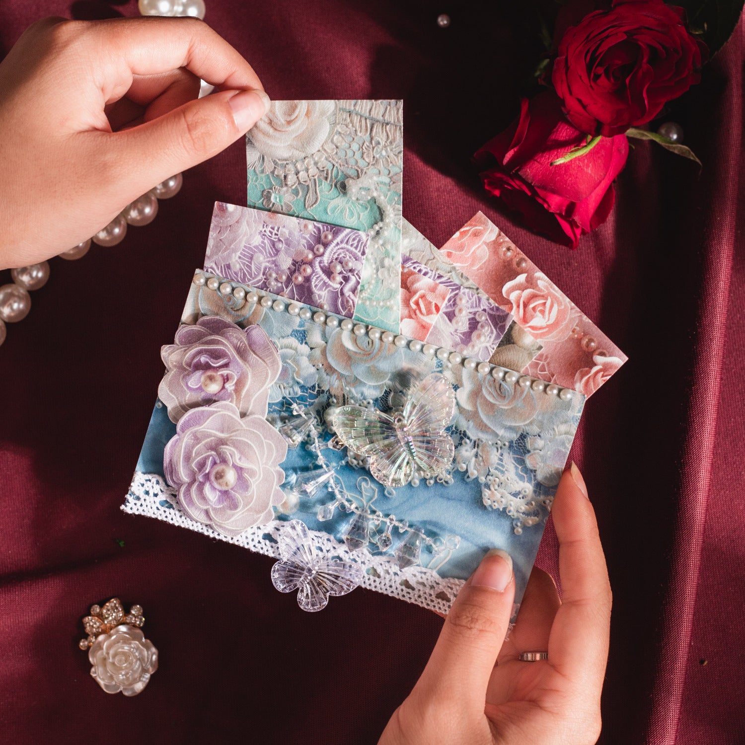 30 Pcs Lace Themed Scrapbook Paper ZGLY