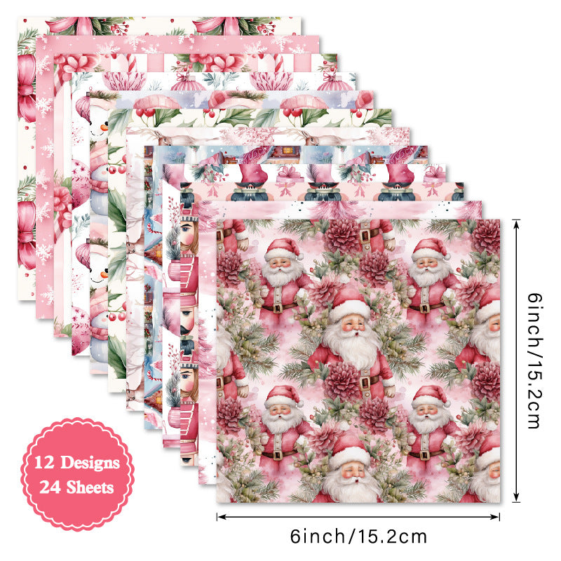 6 inch Pink Christmas Scrapbook Paper Pad SKP561