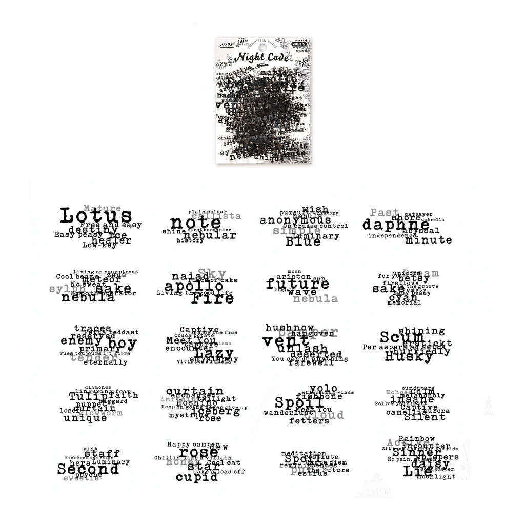 40 Pcs Vintage Typography Quotes PET Stickers - Night Code