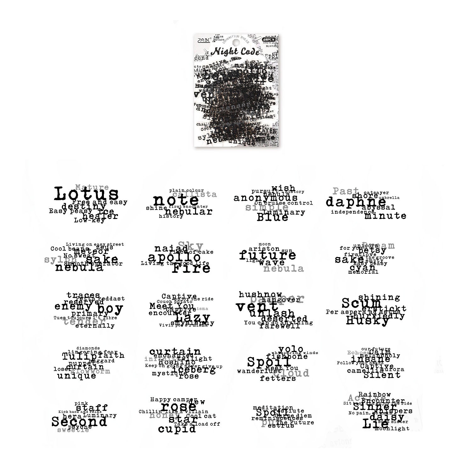 40 Pcs Vintage Typography Quotes PET Stickers - Night Code