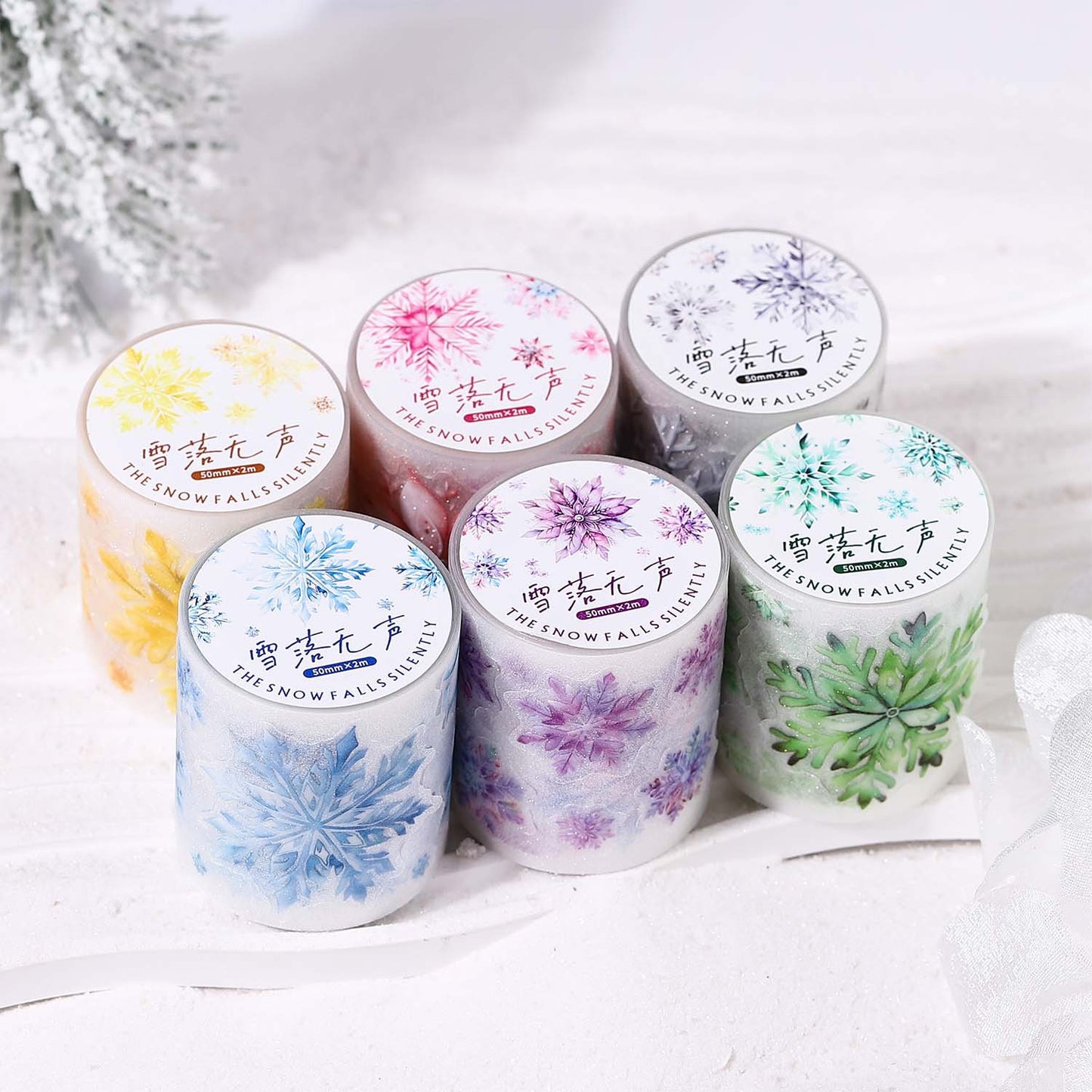 1 Roll Diecut Snow PET Stickers Tape XLWS