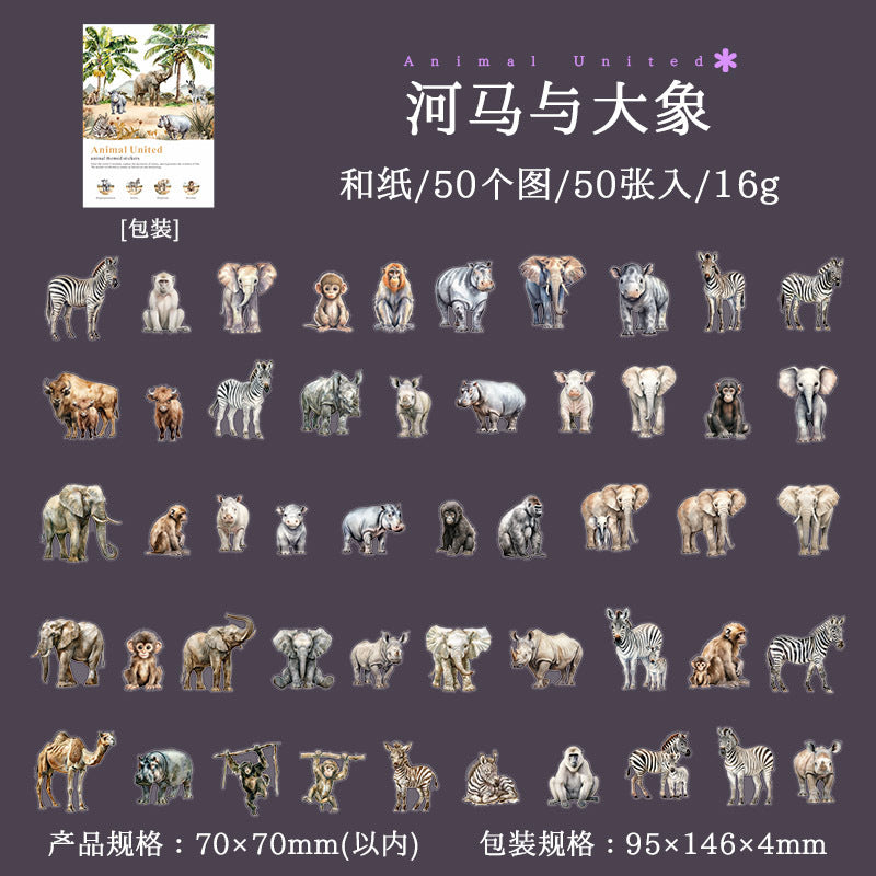 50 Pcs Animal PET Stickers DWZDY