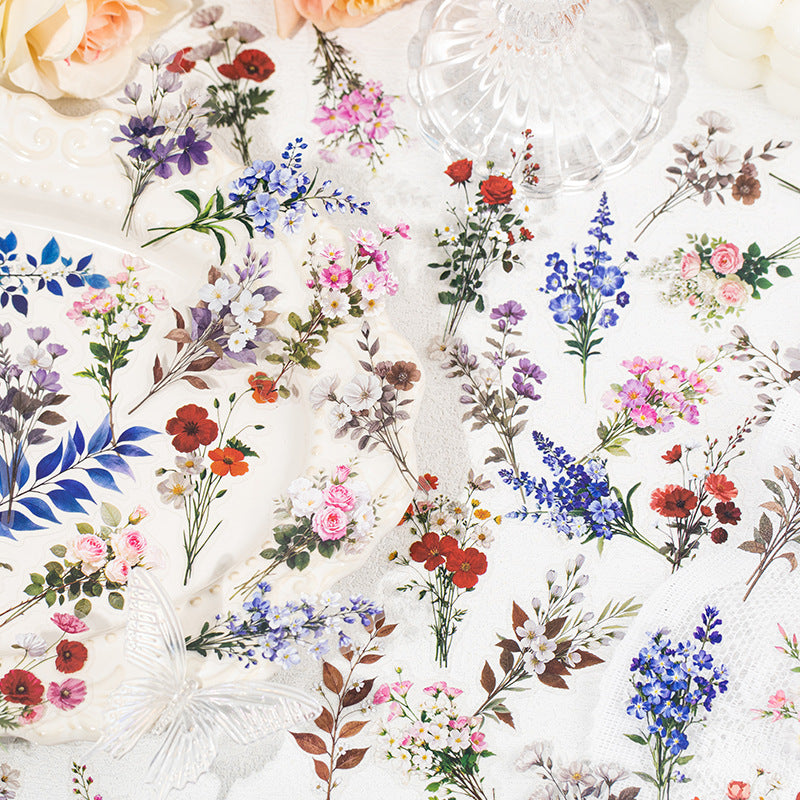 30 Pcs Flower PET Stickers HJSG