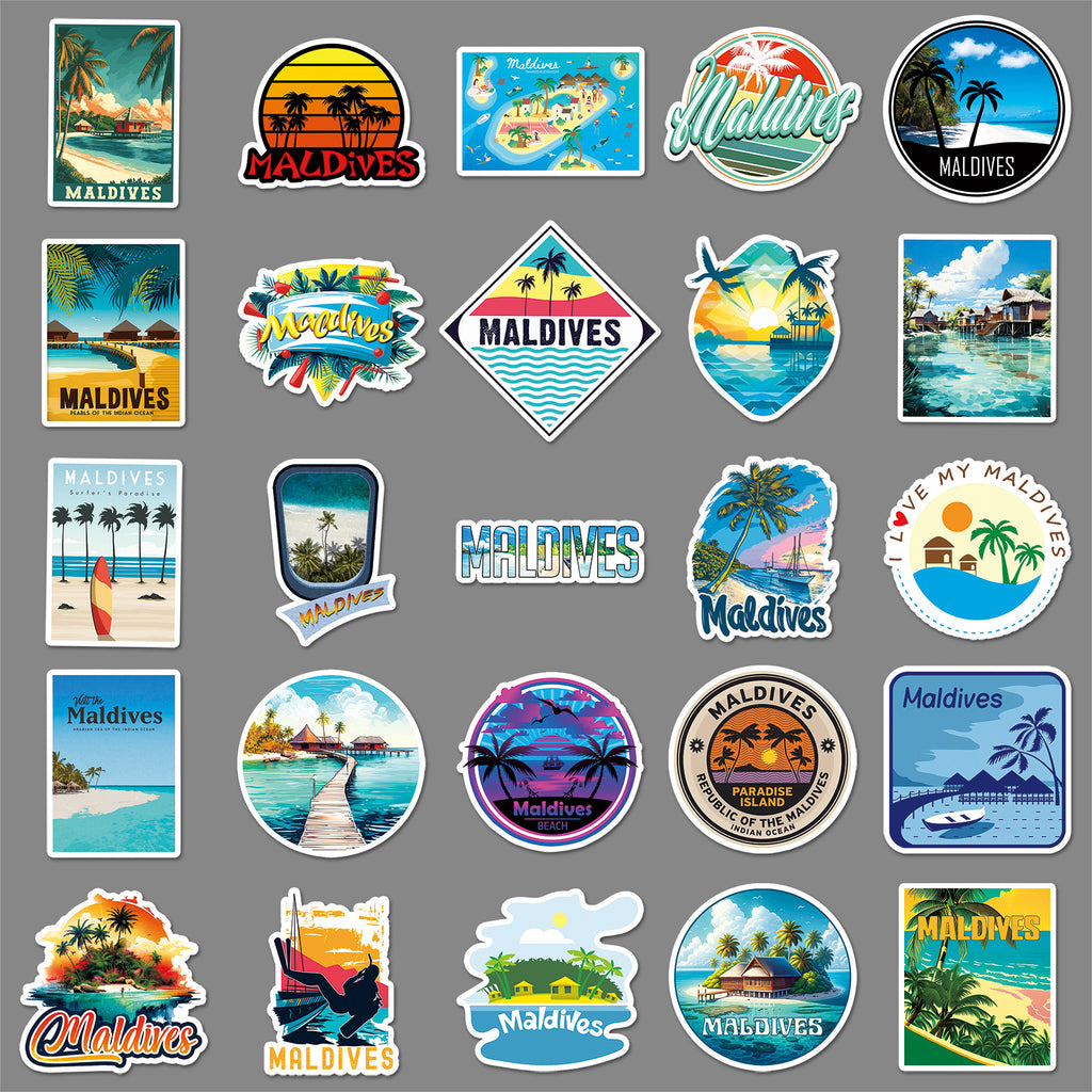 50Pcs Maldives Travel Vinyl Stickers TRV22