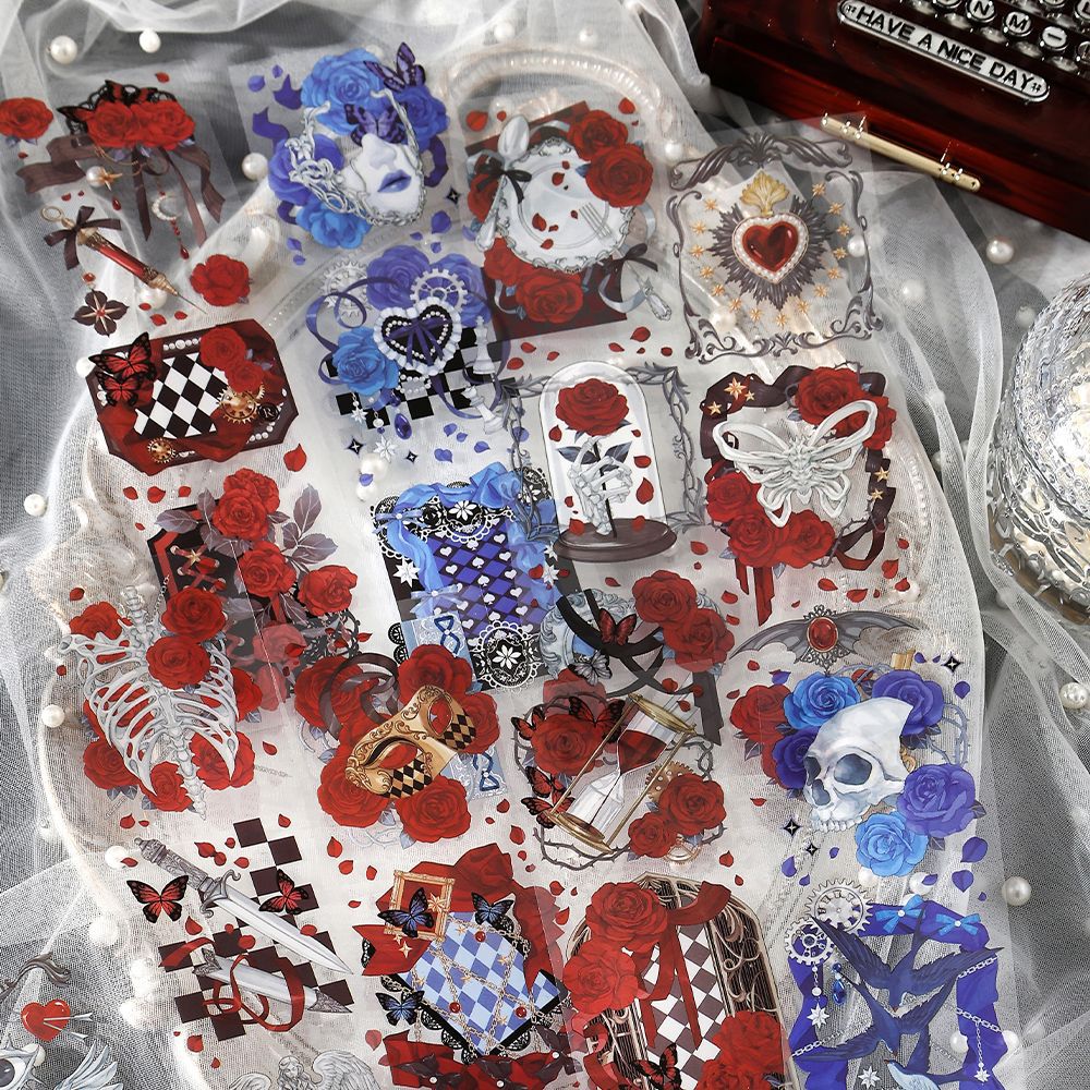 6 Pcs Rose Theme PET Stickers MGZS