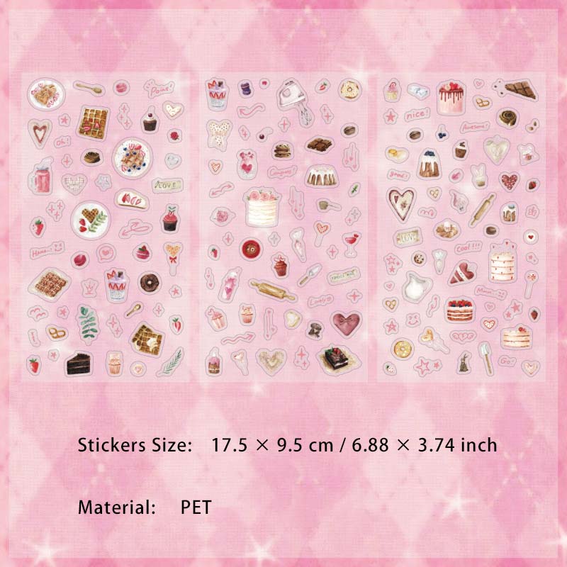 6 Sheets Dessert Drink PET Stickers BTSG