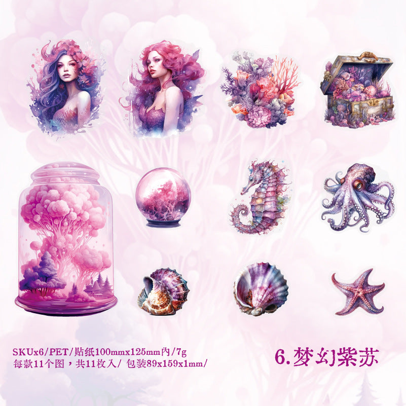 11 Pcs Ocean Mermaid PET Stickers SHWG