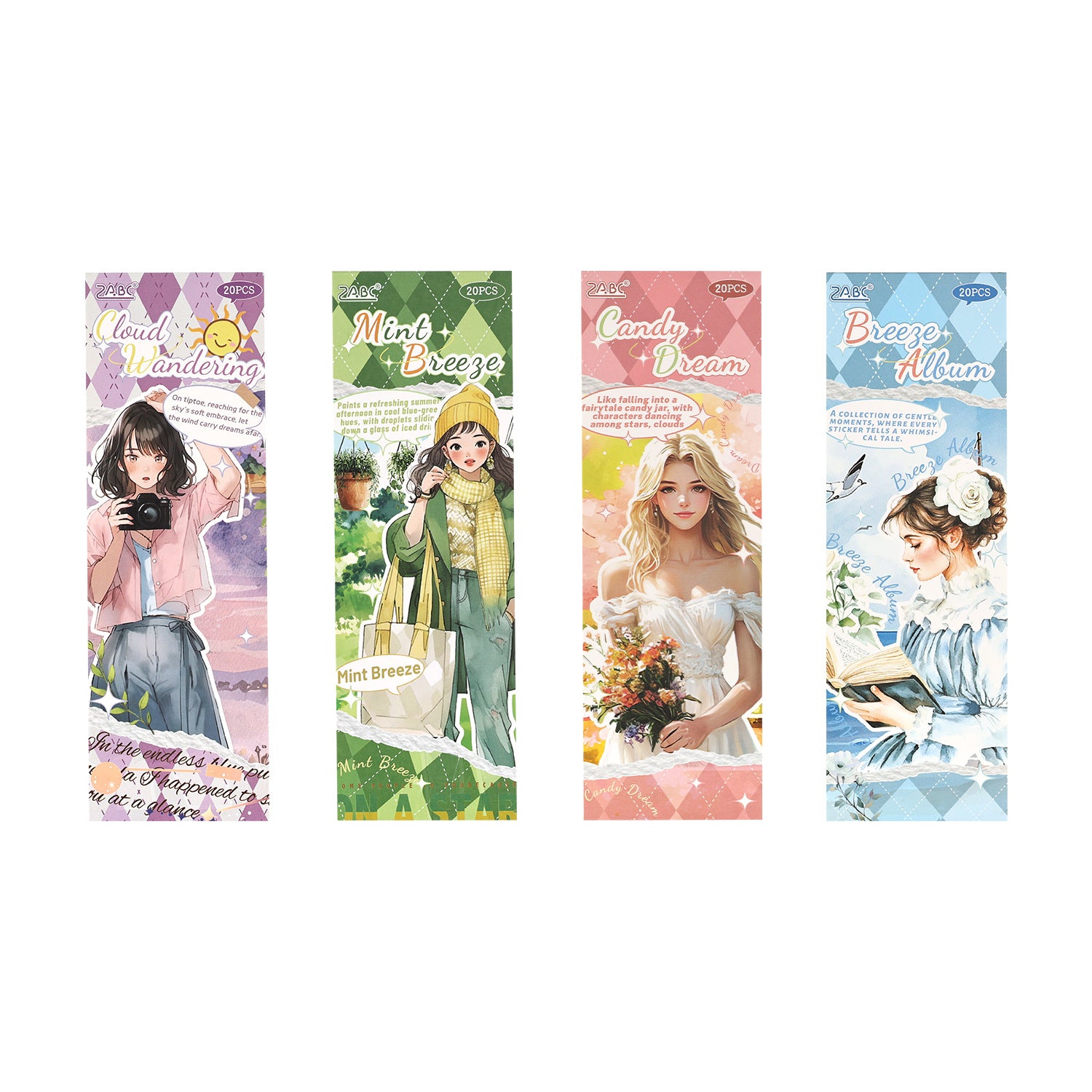 20 Pcs Lifestyle Girl PET Stickers Book QYWY