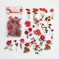 40 Pcs Red Flower PET Stickers