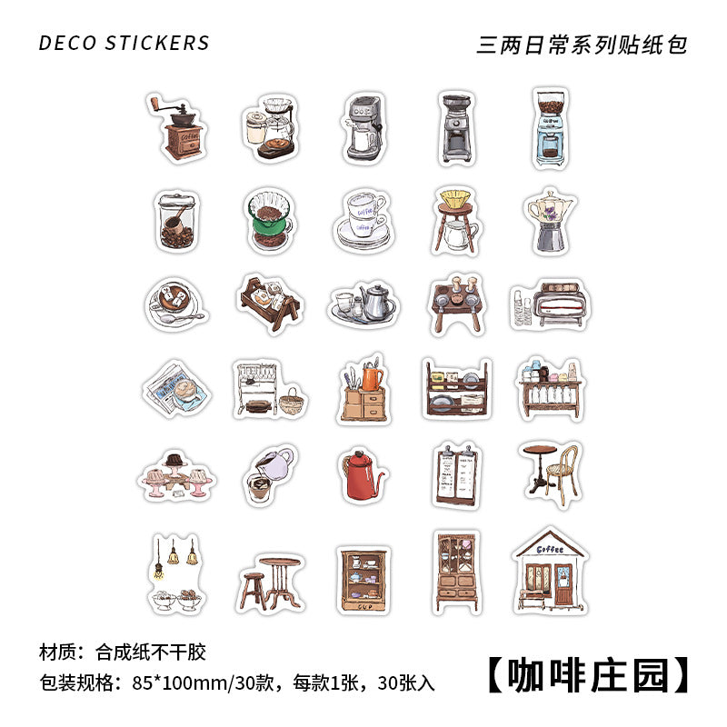 30 Pcs Vintage Scrapbook Stickers SLEC