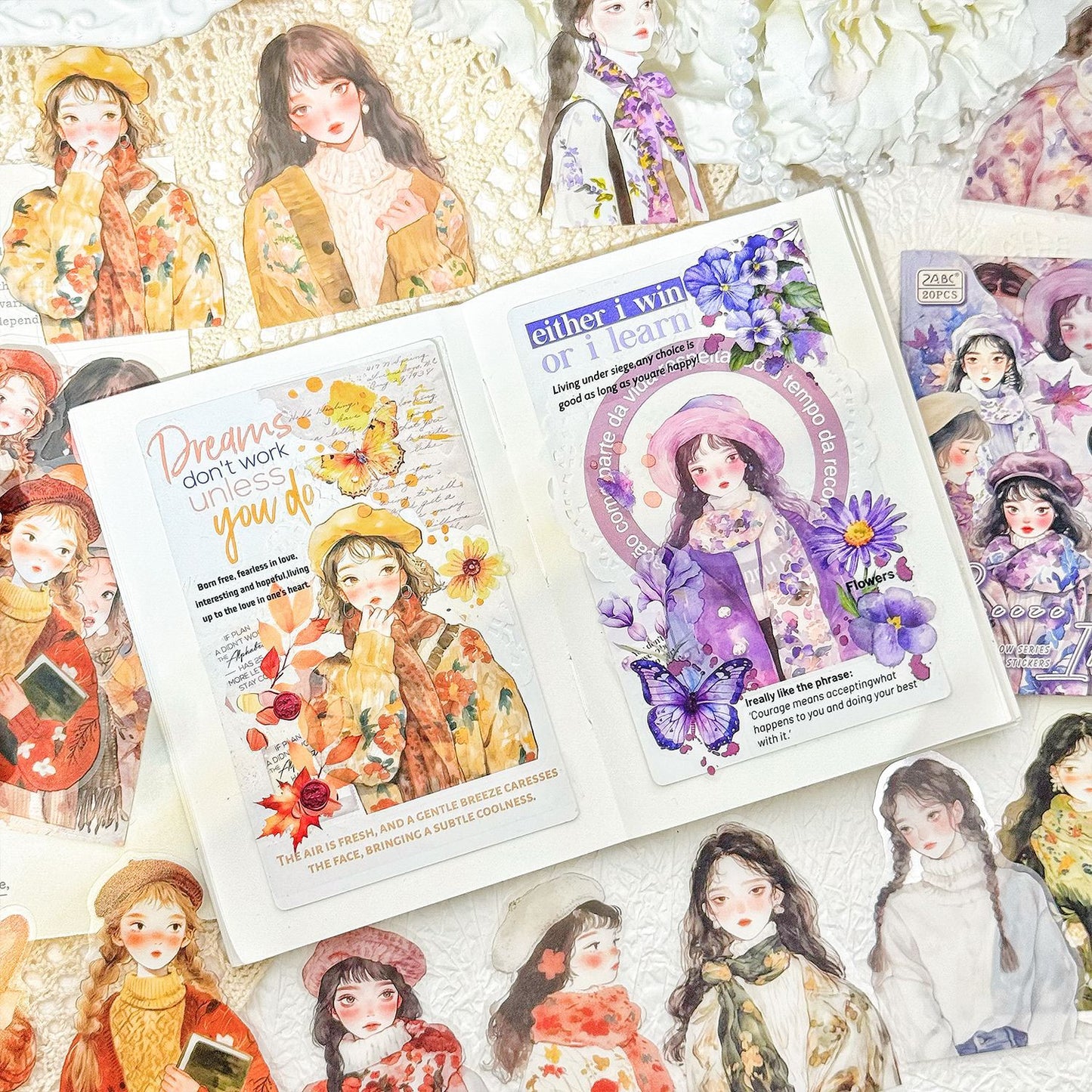 20 Pcs Fashion GIrl PET Stickers RFMY