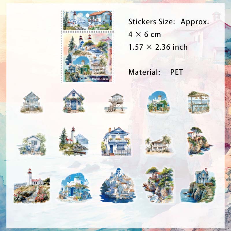 30 Pcs House Castle PET Stickers SLXWZRCS