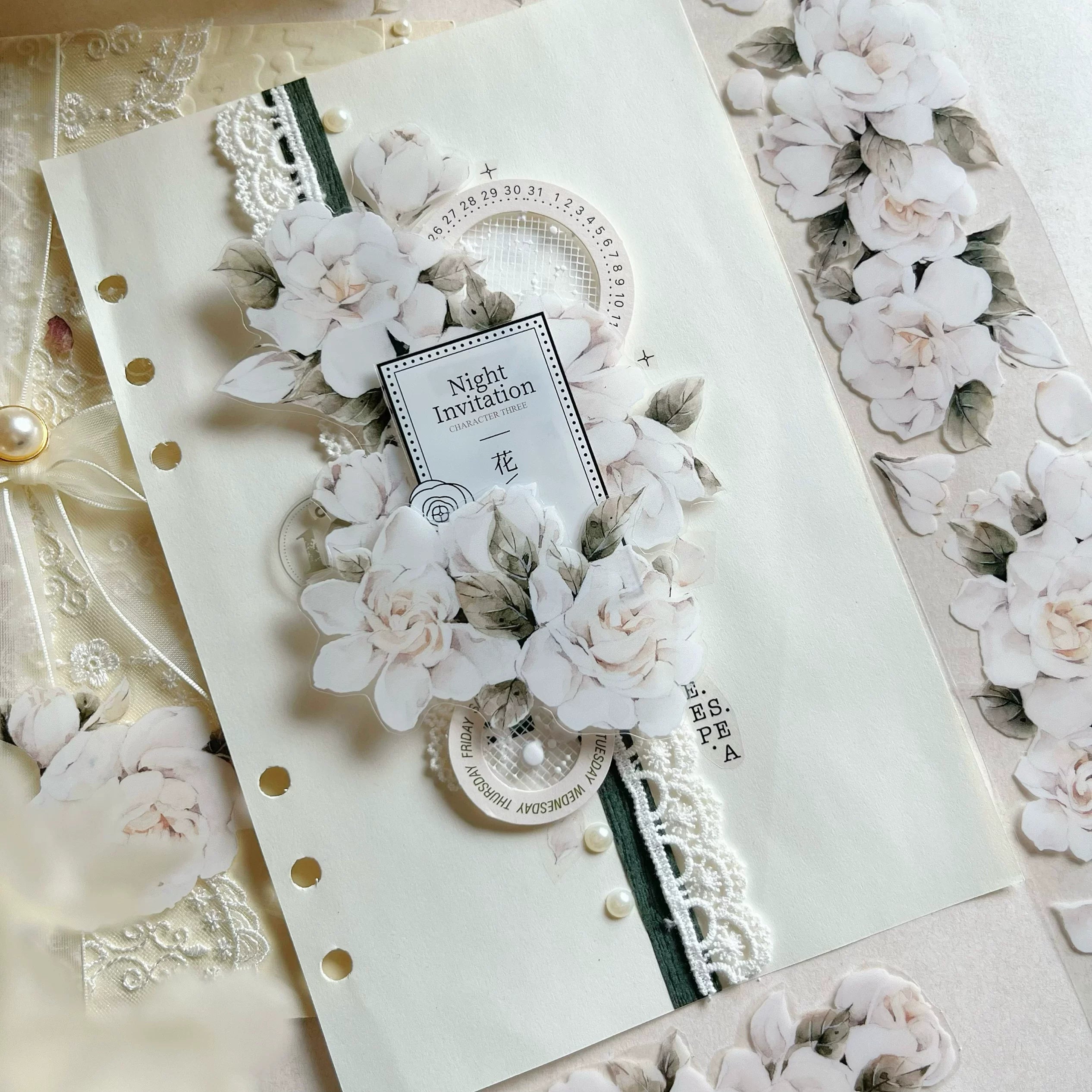 Floral Decorative Tape Rolls- Gardenia Reverie