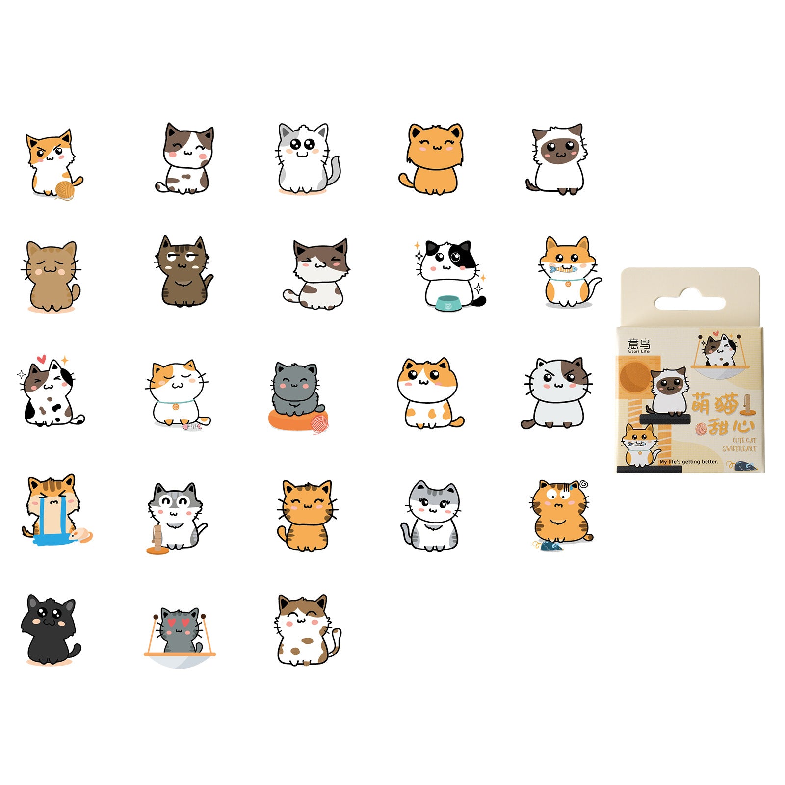 46 Pcs Cute Cat Stickers MMTX