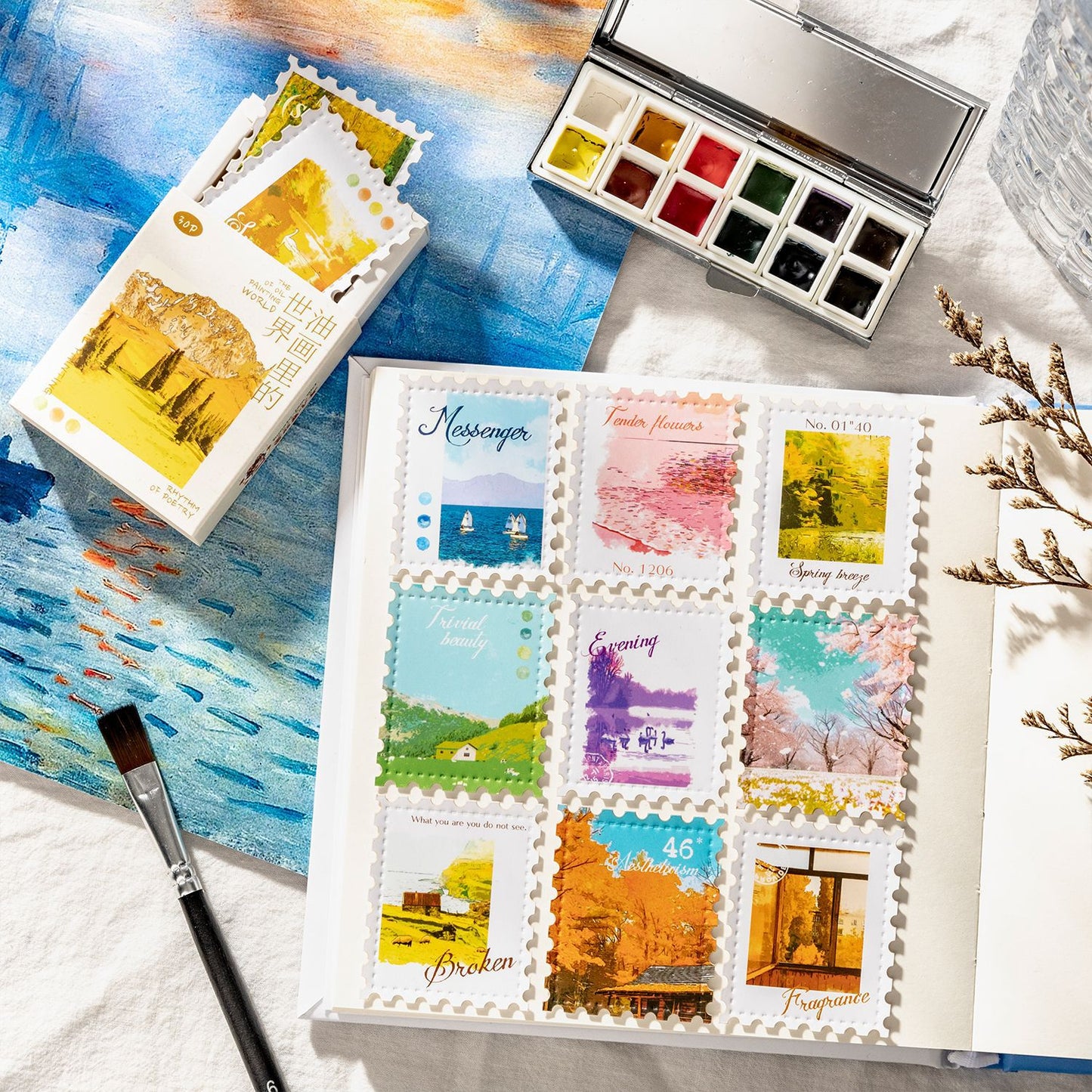 30 Pcs Landscape Postage Stamp Stickers YHSJ