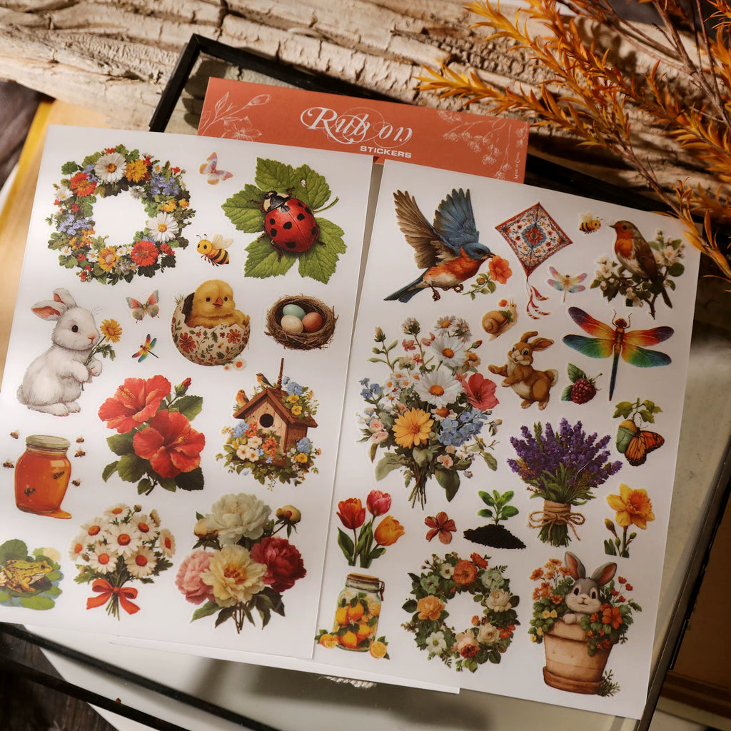 2 Sheets Rub on Stickers - Spring