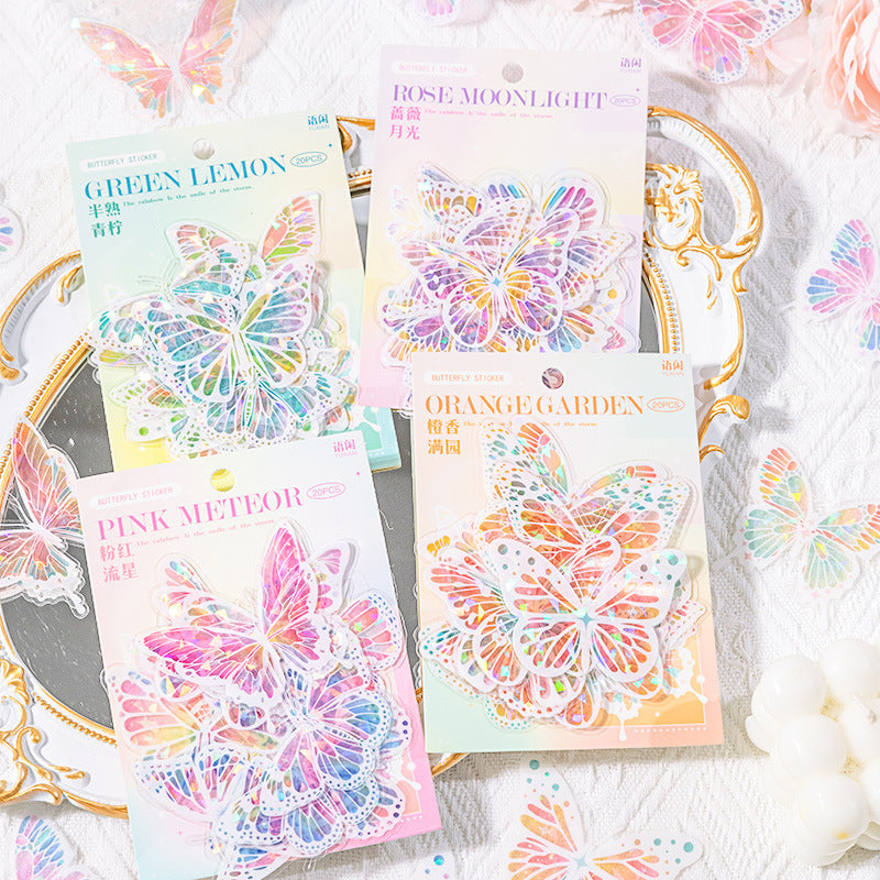 20 Pcs PET Butterfly Stickers DBZY